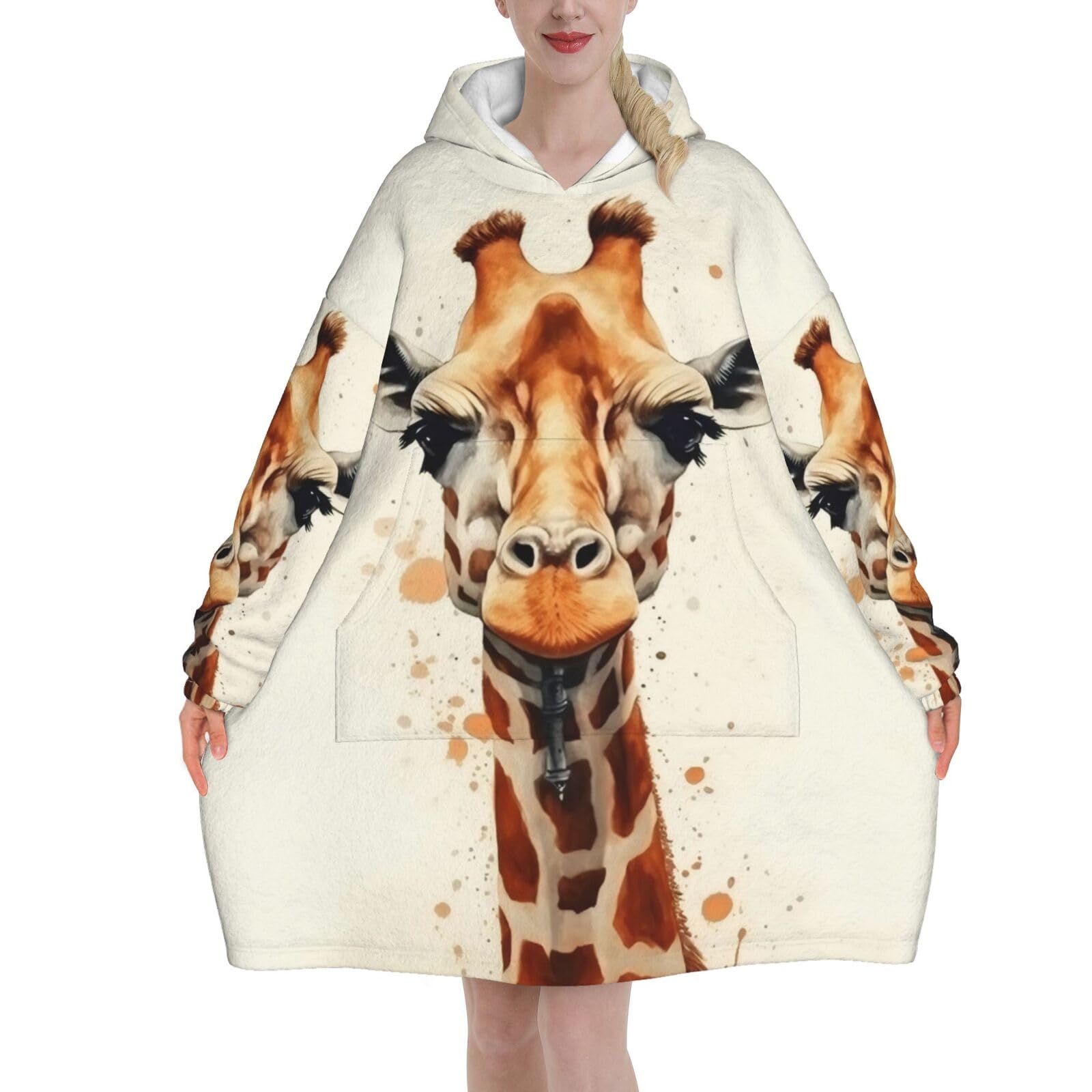 Clever Giraffe- Super Soft Wearable Blanket Hoodie For Men And Women - Warm, Fashionable, Cozy Flannel Hooded Sweatshirt - Oversized, Loose Hoodie Blankets With Pocket For Ultimate Comfort