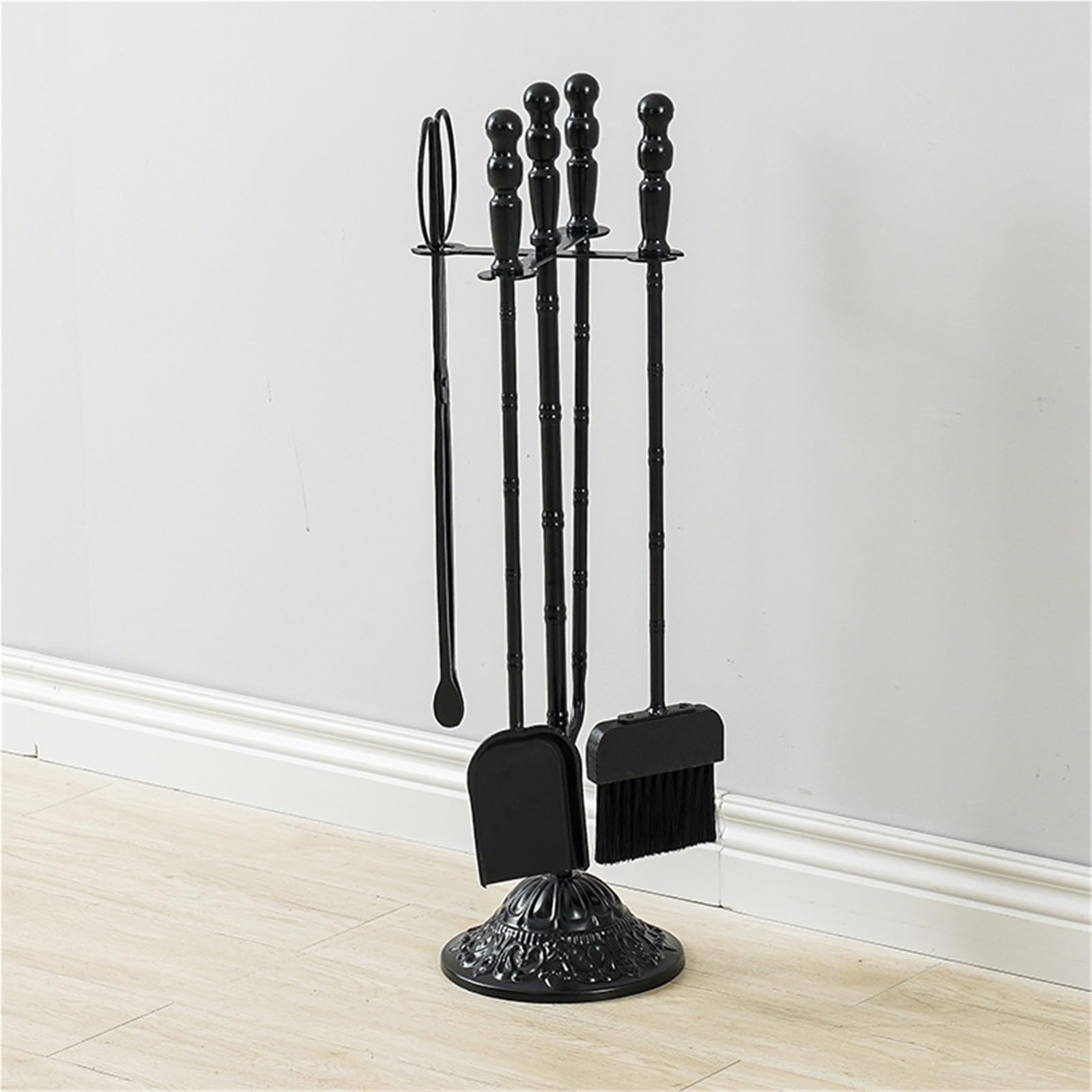 Juego de Limpieza de Chimenea, Herramientas para Chimenea, Palas, Ganchos para Fuego, Cepillo, Utensilios de Hierro para Barbacoa, Juego de 4 Piezas, Herramientas para Chimenea, Bronce
