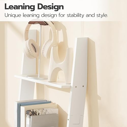 Miniatura 8 de HOOBRO Estantería de escalera de 5 niveles, estante de escalera inclinada de pared, 58.3 pulgadas de alto, estantes decorativos y de almacenamiento,