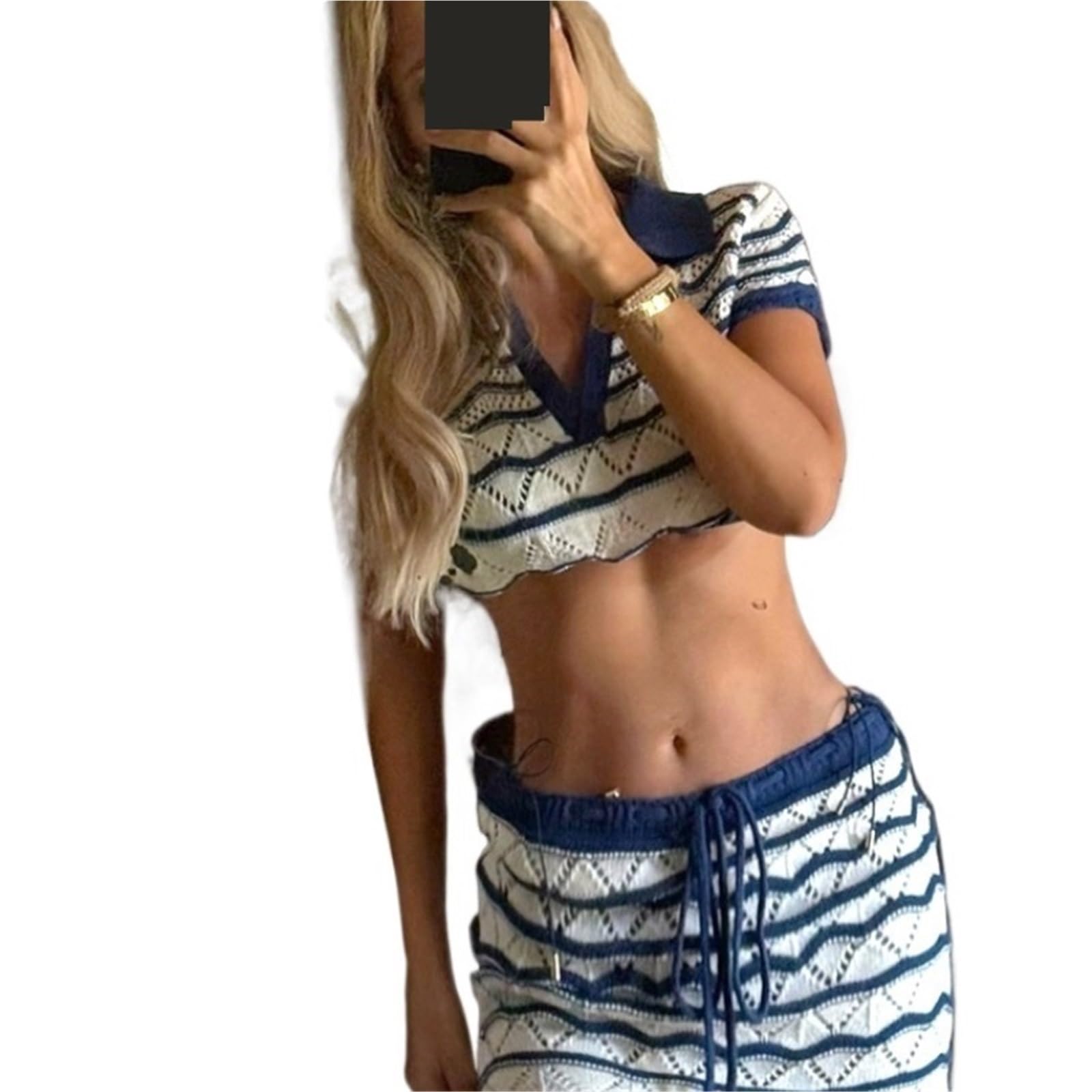 cover up strandkleid Bikini-Überzug, ausgeschnittenes Revers, V-Ausschnitt, kurzärmeliges Oberteil mit Schnürung, Mini-Halbrock, Damen-Badeanzug