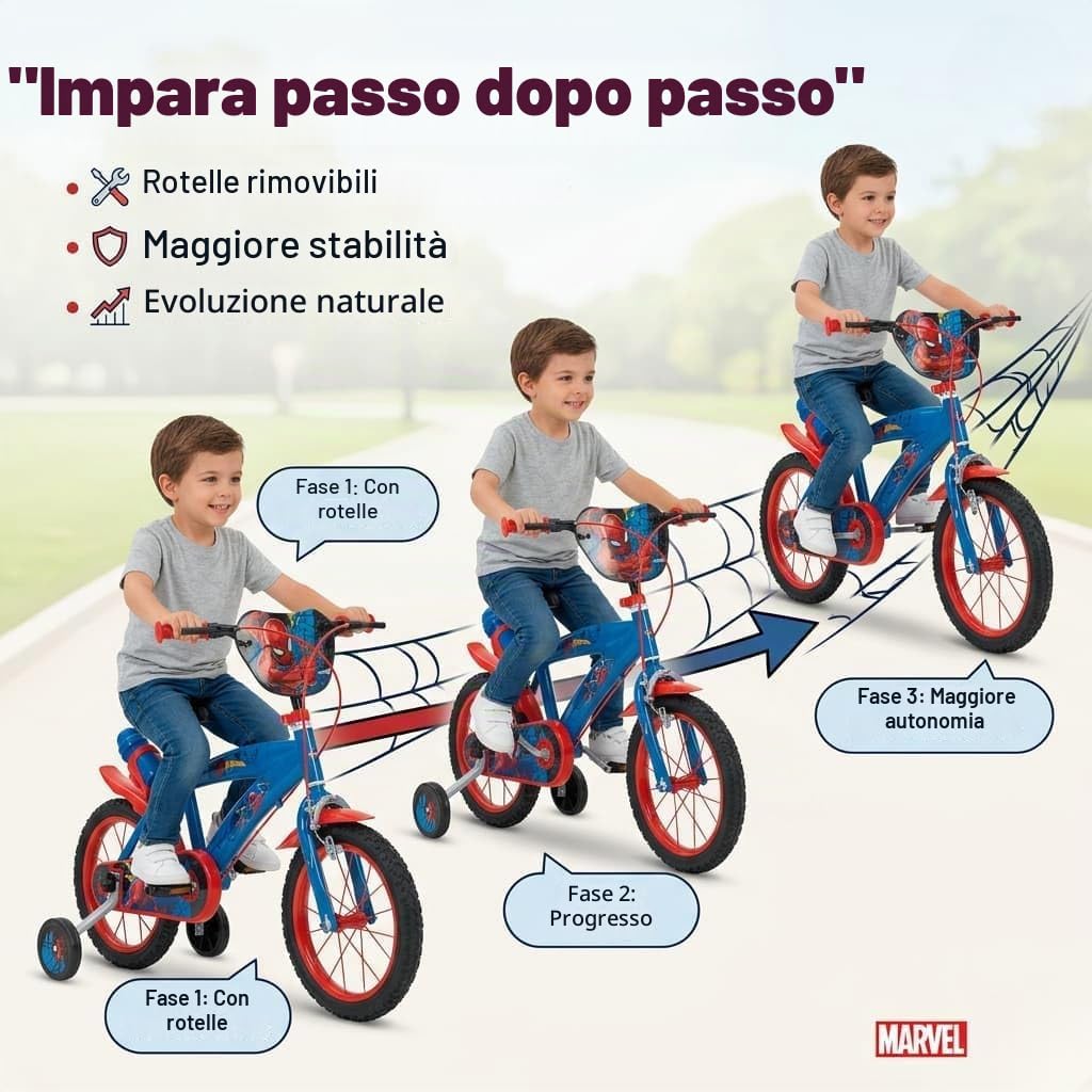 TOIMSA Huffy Bicicletta 14" Spiderman 4/6 Anni