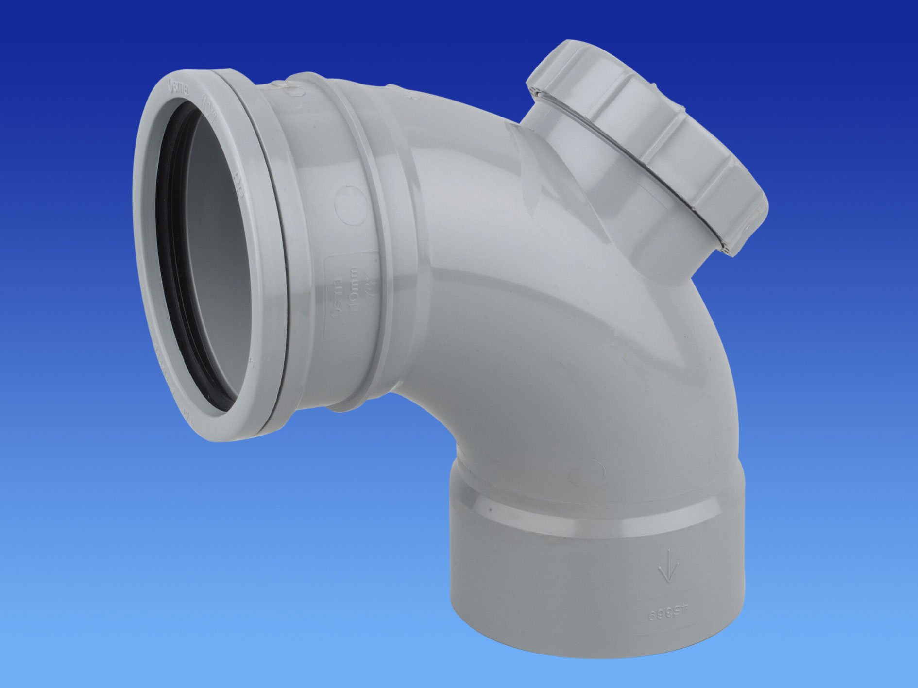 Coude d'accès Wavin Osma 110 mm PVC gris 87.5° tuyau évacuation eaux usées 4s369