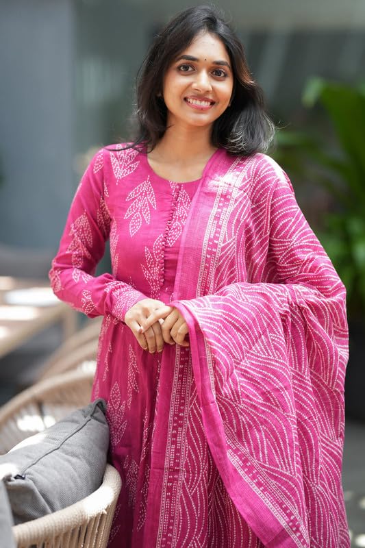 Image of Sun Fashion And Lifestyle Women's Cotton Stitched Printed Kurta Pant Dupatta
