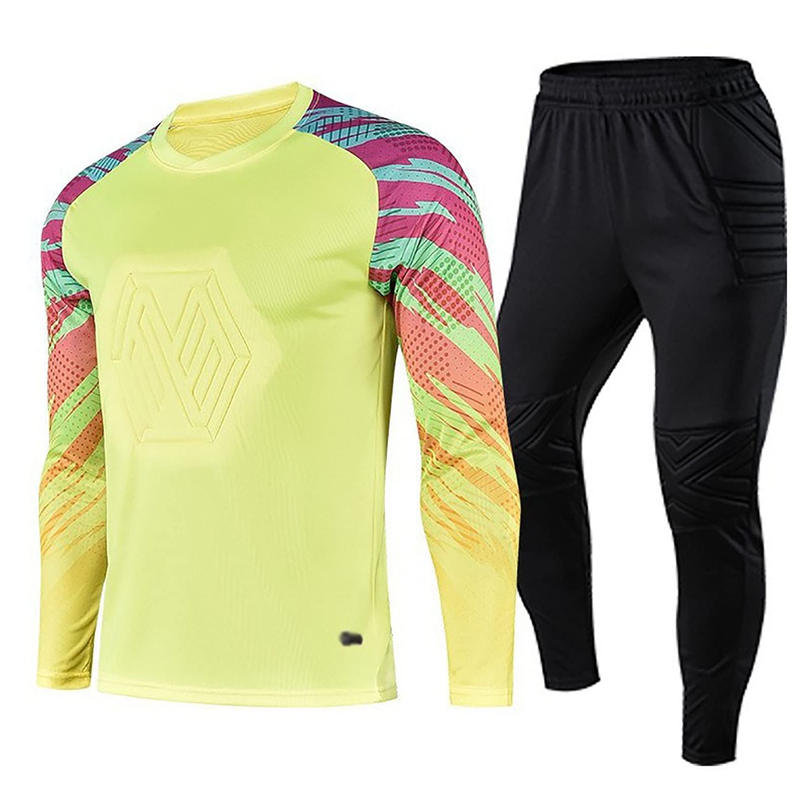 G&F Unisex piłka nożna, antykolizyjna, wyściełany strój bramkarski, trykot, ochrona całego ciała, 2 sztuki (kolor: żółty, rozmiar: 3XL)