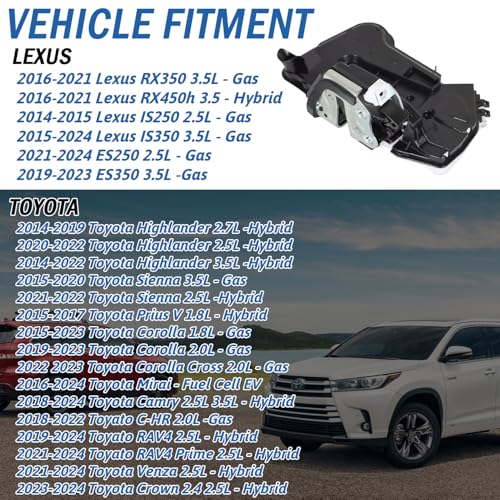 Image of Front Right Passenger Side Door Lock Latch Actuator Motor Fits for Toyota Corolla Highlander Camry Rav4 Lexus IS350 RX350, Replaces 69030-02380, 69030-53120