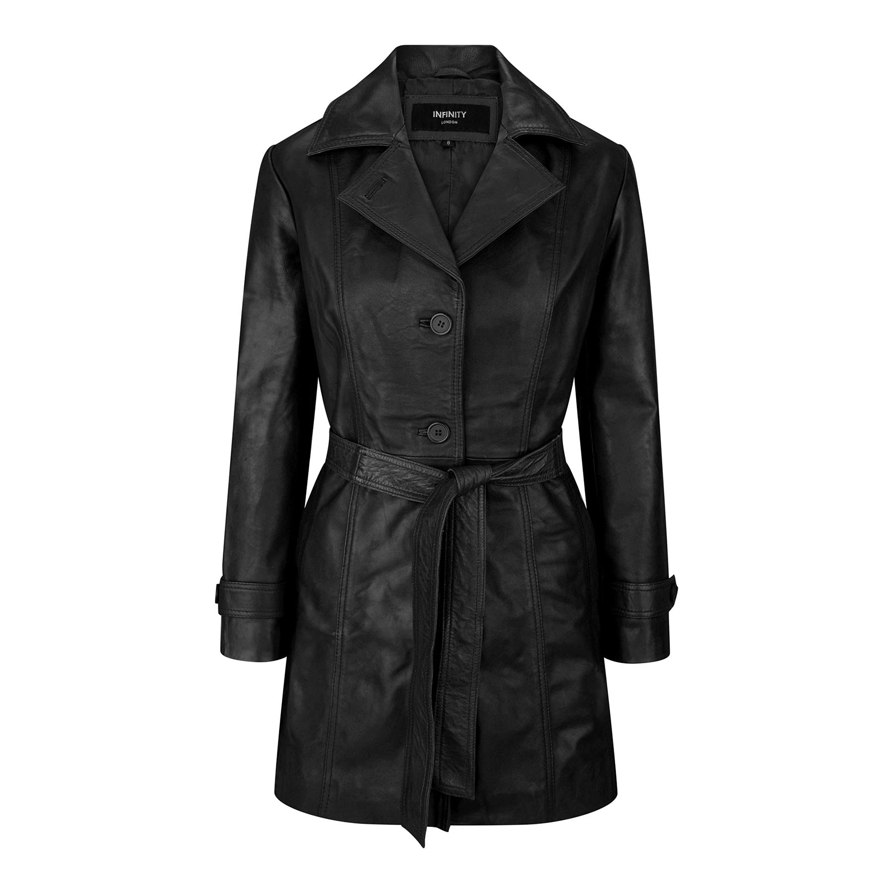 Truclothing Women's Black Real Leather Mid Length Blazer Style Retro Jacket - 4XL