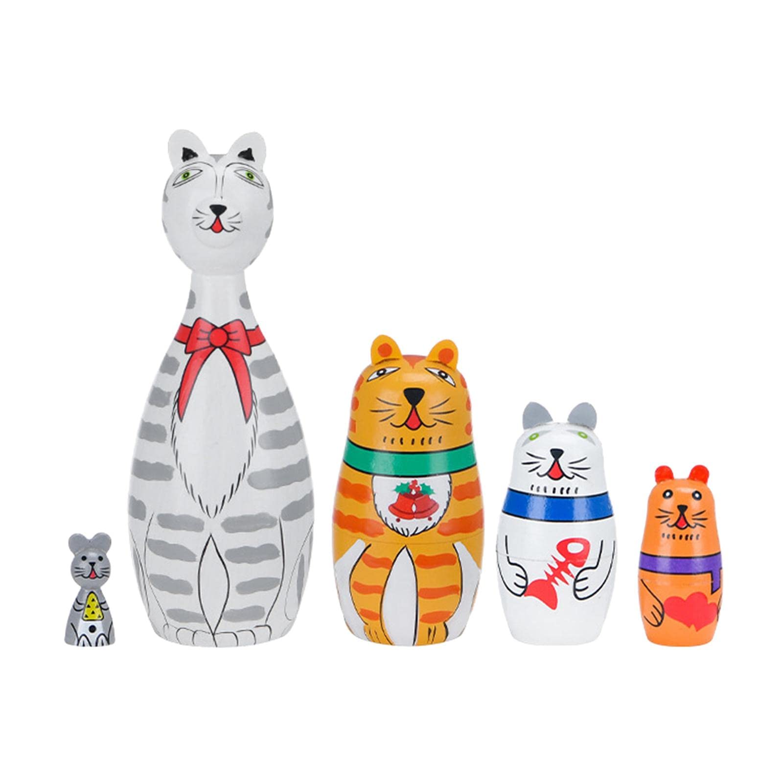 3 Set 5 Stück niedliche russische Nesting-Puppen Dekoration Tiere Matroschka für Zuhause Schreibtisch