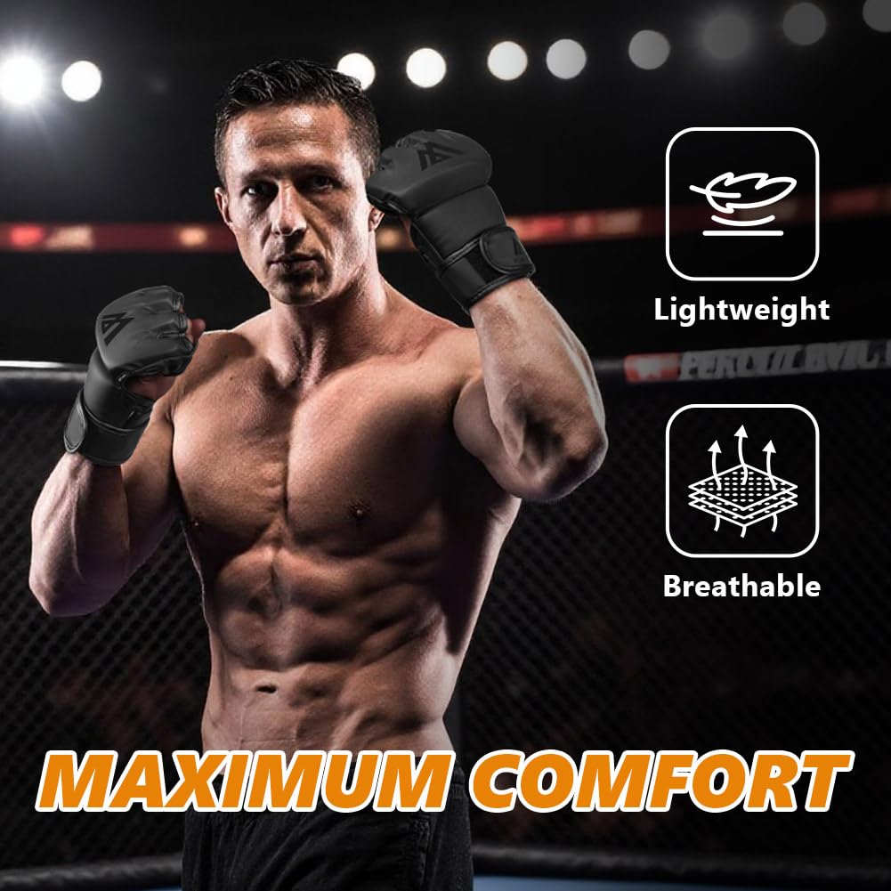 Flintronic Fitness MMA-Handschuhe – Training & Sparring, Halboffen, Mit 45 Cm Handgelenkbandage, Klettverschluss, Für Muay Thai & Kickboxen Flintronic Fitness MMA-Handschuhe – Training & Sparring, Halboffen, Mit 45 Cm Handgelenkbandage, Klettverschluss, Für Muay Thai & Kickboxen
