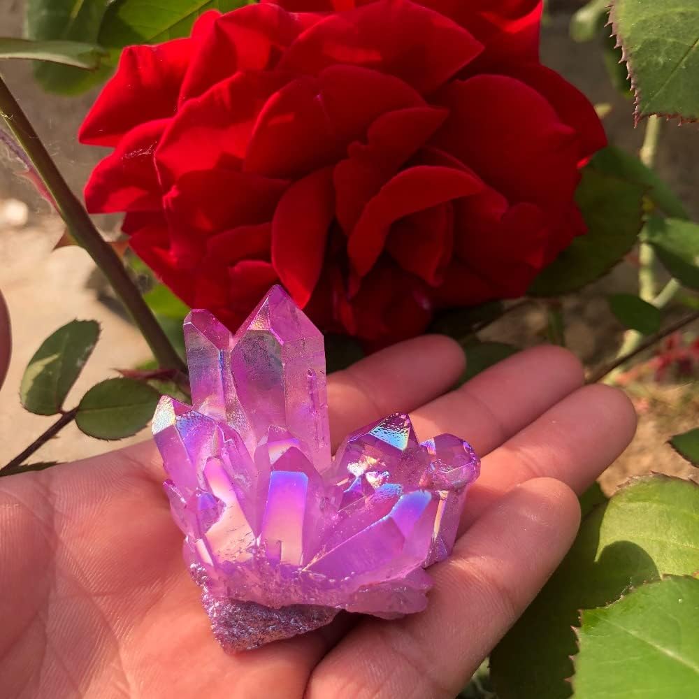 FidemM Natural Crystal Rough Purple Flame Halo Quartz Crystal Cluster Specimen Healing (Size : 10pcs)