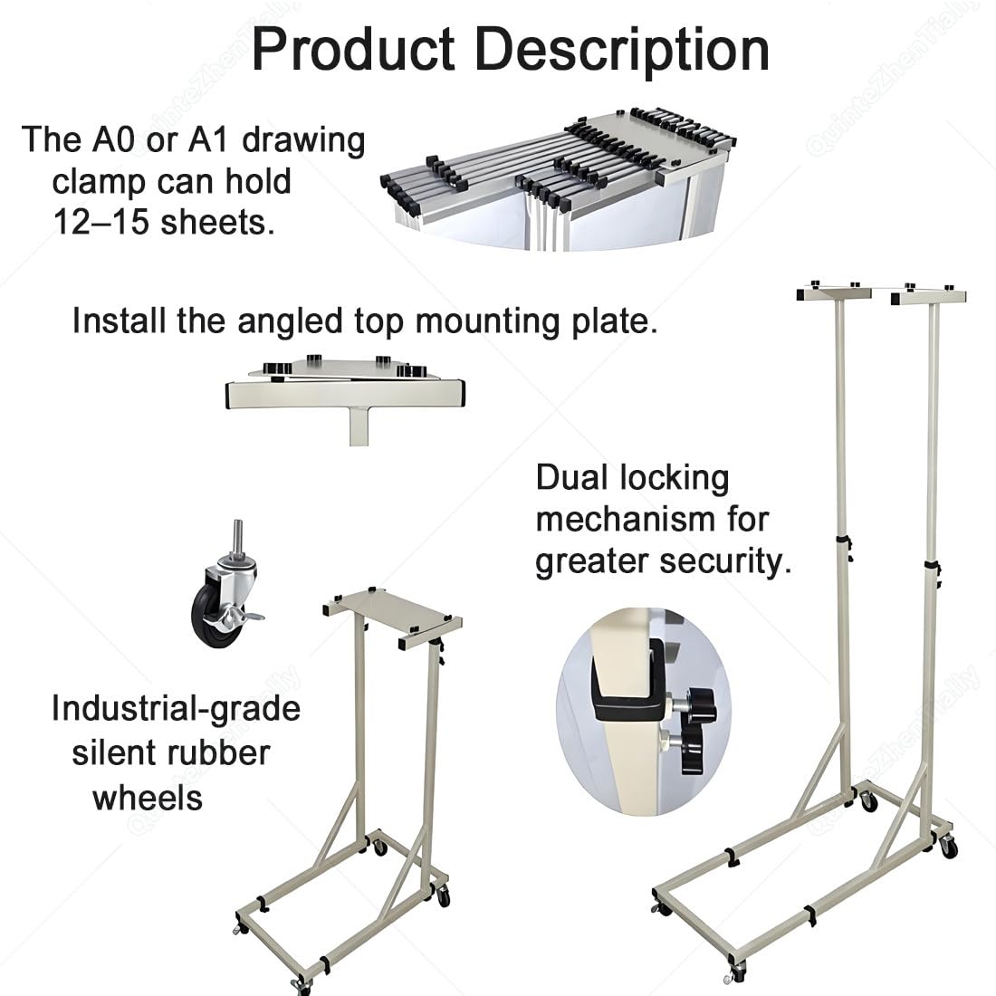 Organizador Documentos Ingeniería Acero 12A0Clamps | Estantes Ajustables Oficina,Altura & Longitud Ajustables,Diseño Montaje Protege Dings Planes,Organización Escritorio Oficina