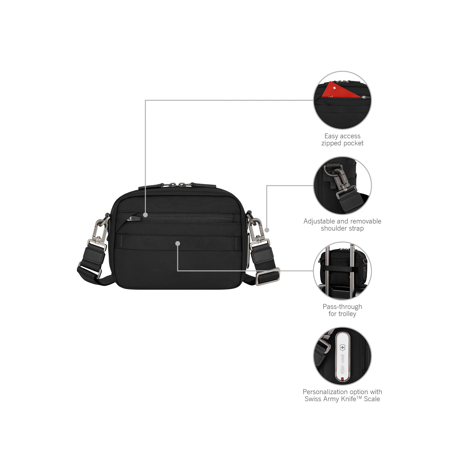 Victorinox Mythic - Bolso bandolera para hombre y mujer, color negro