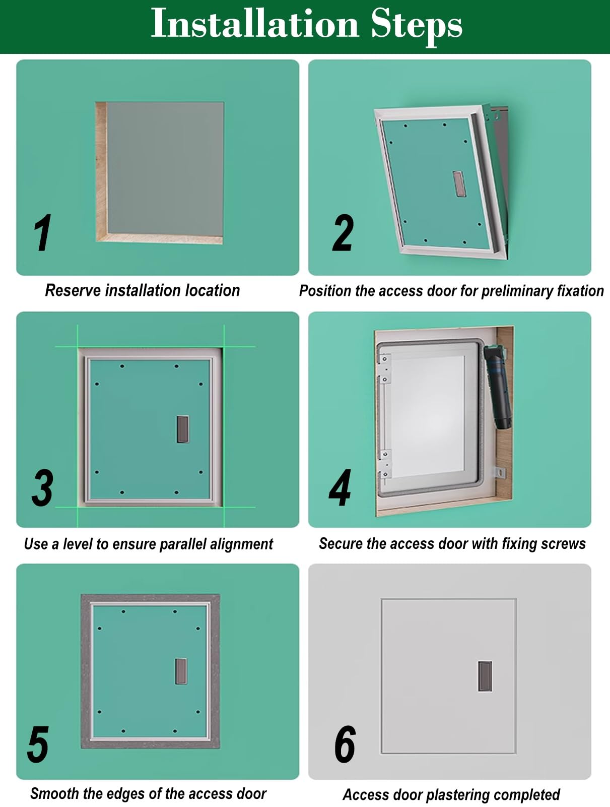 Trampilla Pladur Apertura/Cierre con Clic Puerta de Acceso para Placas de Yeso Oculta y Pintable, Gran Panel de Acceso para Placas de Yeso, Tapa con Solapa de Apertura(24x50in(61x127cm))