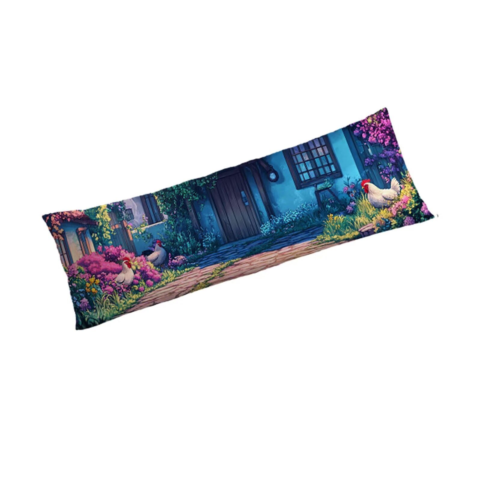 Zwierzęta poduszka do spania na boku, poszewka na poduszkę 70 x 210 cm, kurczak, poduszka do spania na boku, z ukrytym zamkiem błyskawicznym, na łóżko, sofę, miękka, odporna na poduszkę, prezent dla