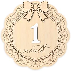 Baby Monthly Milestone Signs Girls, 1-12 Months Baby Milestone Signs (M09)