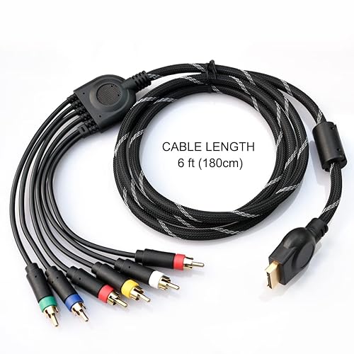 Miniatura 4 de Bealuffe Cable de audio y video componente para PS2, PS3, PS3, delgado, HD Multi Out, RCA de audio y vídeo para Sony Playstation PS3 (6 pies)