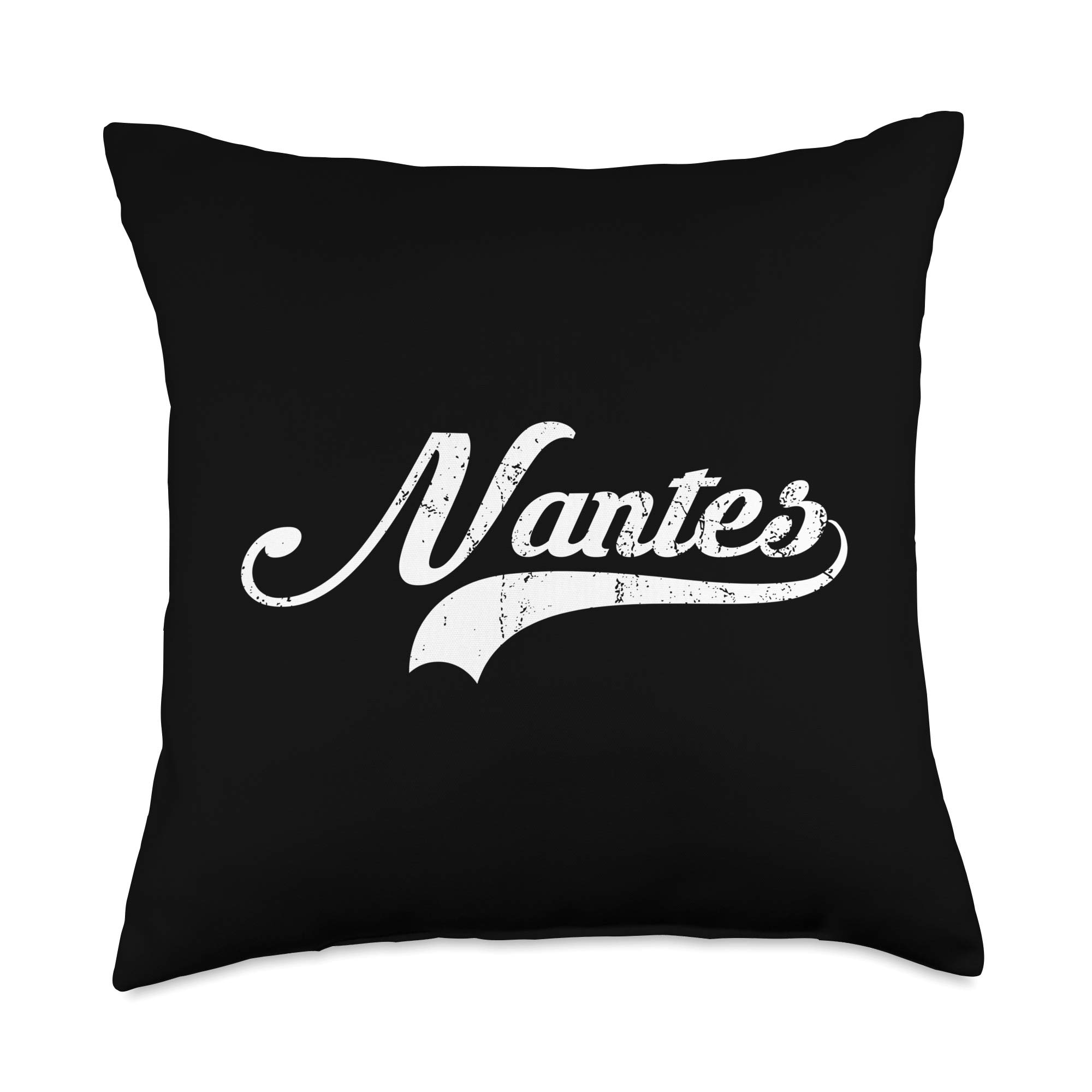France Vintage Cities Co. Nantes City Vintage Lettering Design-Cool Old School Style Throw Pillow, 18x18, Multicolor