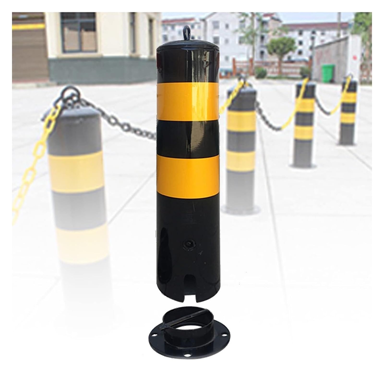 WDSOPK Security Bollard, Traffic Delineator Post, Driveway Security Post Barrier Portable Parking Pole Removable Safety Bollard for Parking Lot, Construction Site
