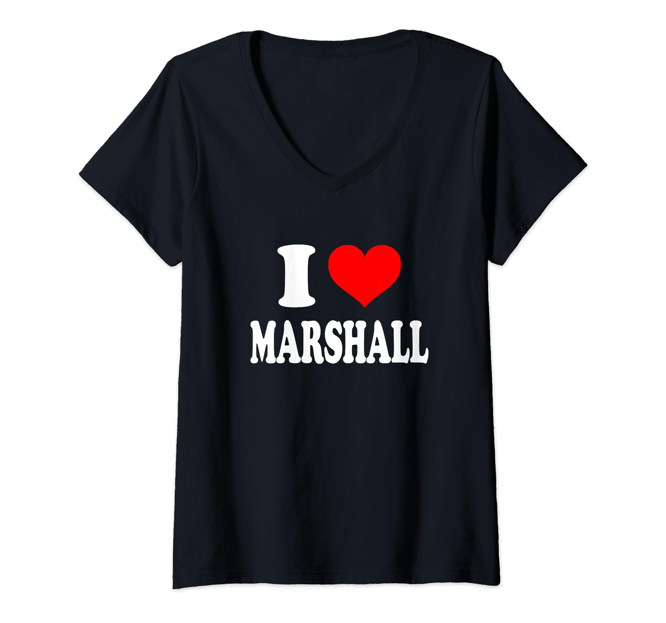 Marshall - I Heart Marshall - I Love Marshall V-Neck T-Shirt, Black