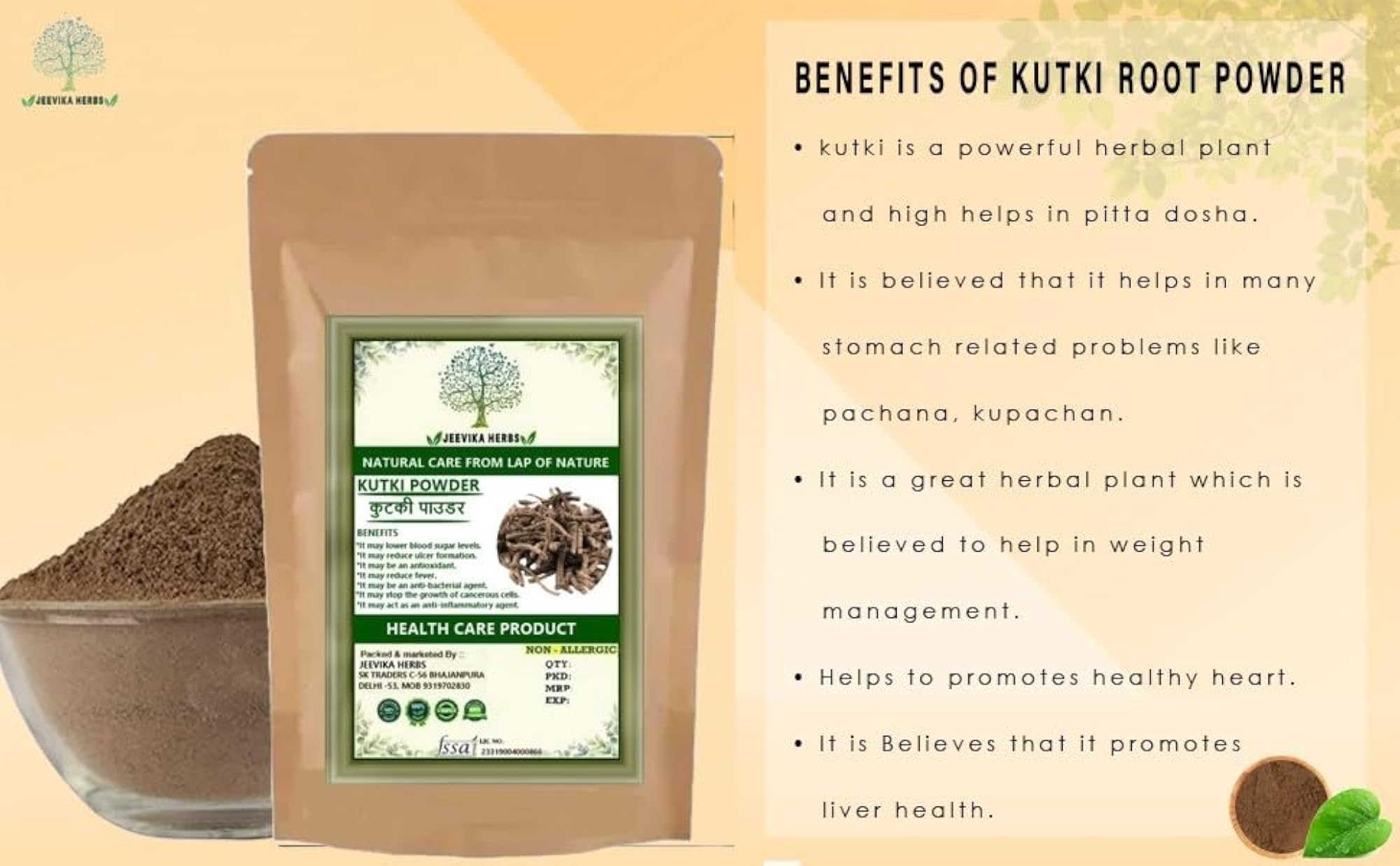 ORGANIC HERBS JEEVIKA HERBS KUTKI POWDER, 50g