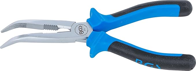 BGS 373 Telephone Pliers Bent, Silver/Black/Blue, 200 mm