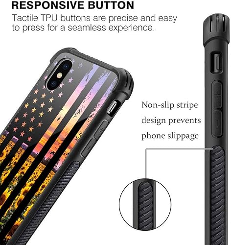 Miniatura 4 de funda para iPhone XXS, vidrio templado 9H, diseños para niñas y mujeres, de silicona suave TPU, resistente a los golpes, de 5.8 pulgadas, Bandera