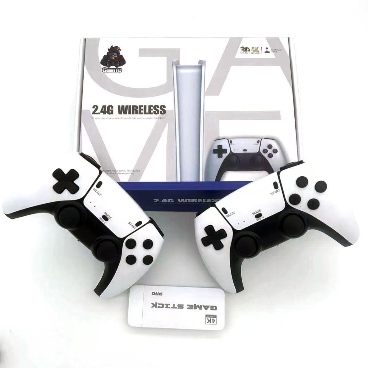 ROTREE Consola de Juegos Retro Inalámbrica, Nueva Versión 2026, Dongle HDMI 4K, 9 Emuladores Incorporados, 20000+ Juegos Preinstalados, 2 Mandos Negros Incluidos (128G 40000Games White)
