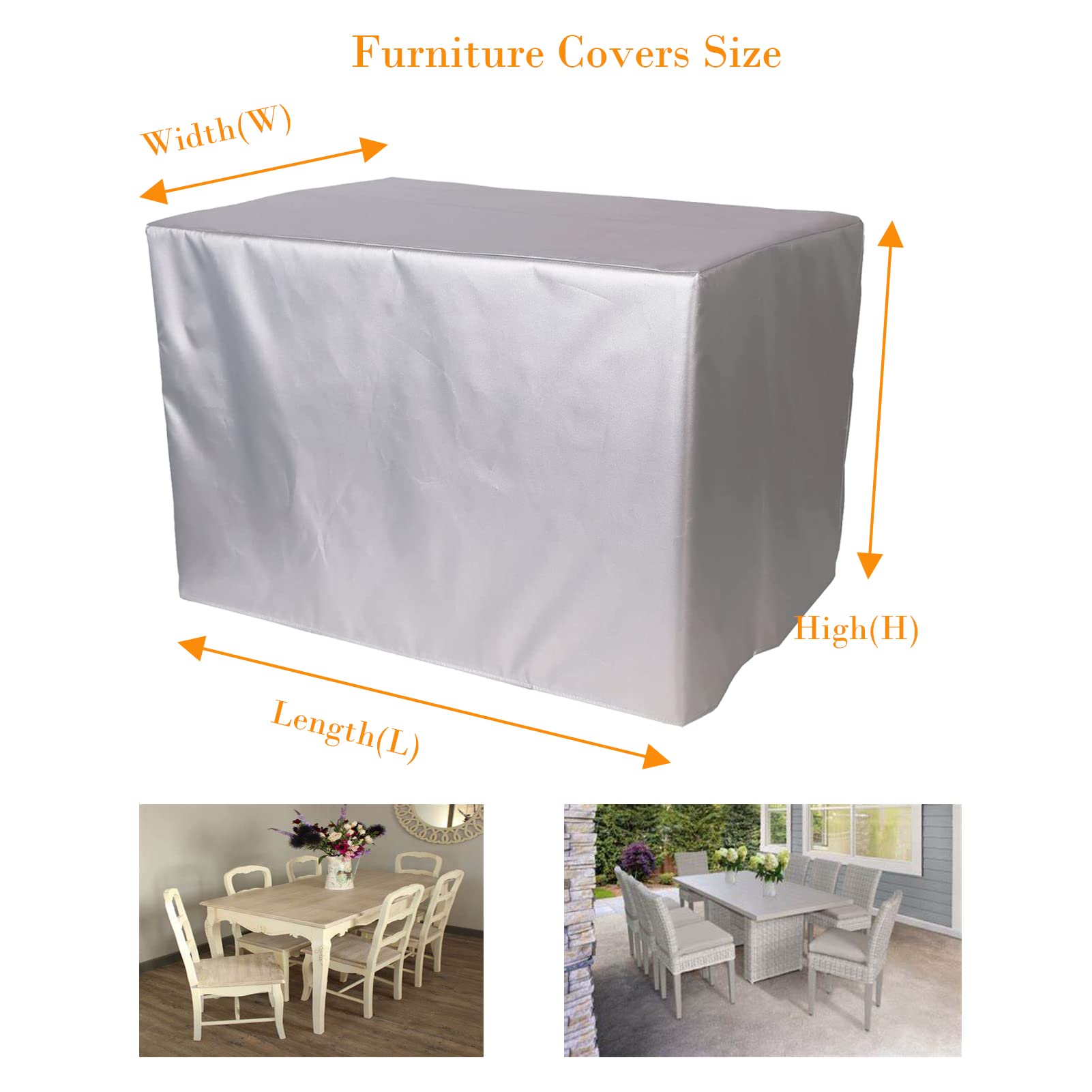Coperture per Mobili da Giardino Impermeabili 90x90x40cm, Copertura per Mobili da Giardino, Coprire Protettivo Rettangolare, Antivento Antipolvere Copritavolo Esterno Impermeabile Telo