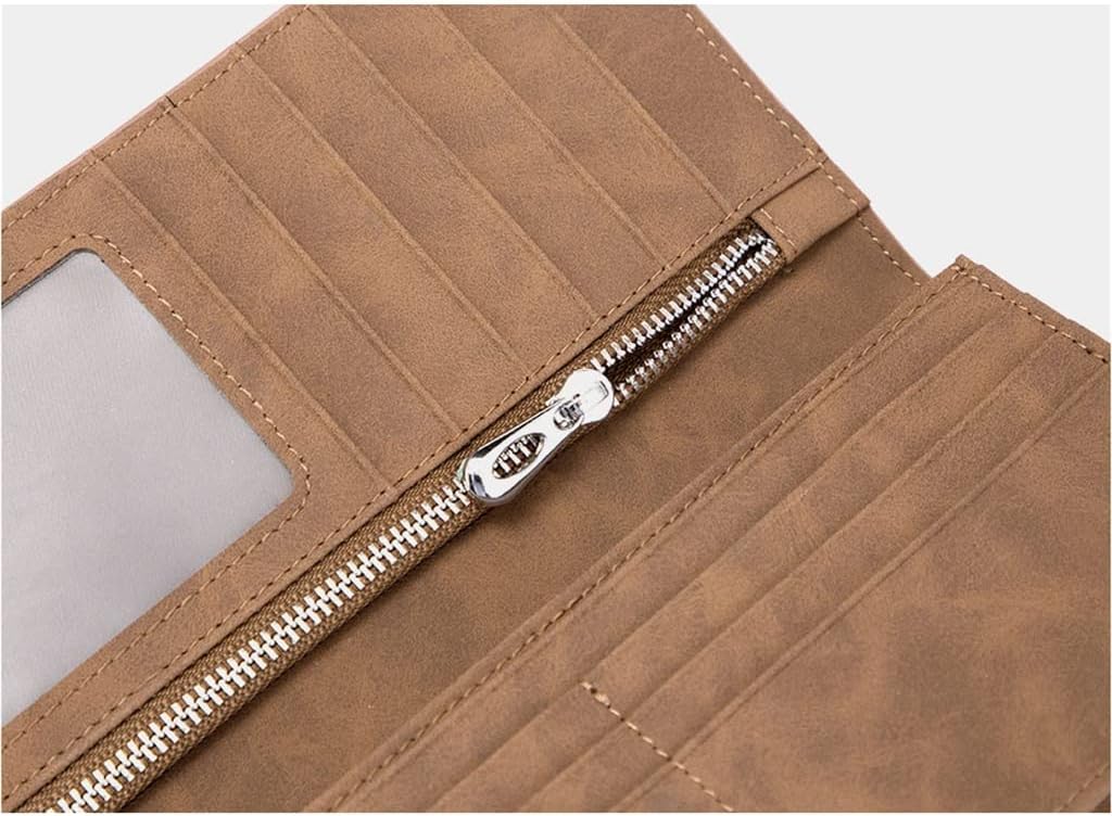 Boyfriend Purse Men's Long Multi-Slot Vintage Leather Money Clip Loose Change Clutch，D-18.3 * 2.3 * 9cm