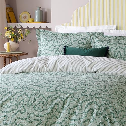 Parure de lit réversible design fleurs et rayures pour chambre - 4