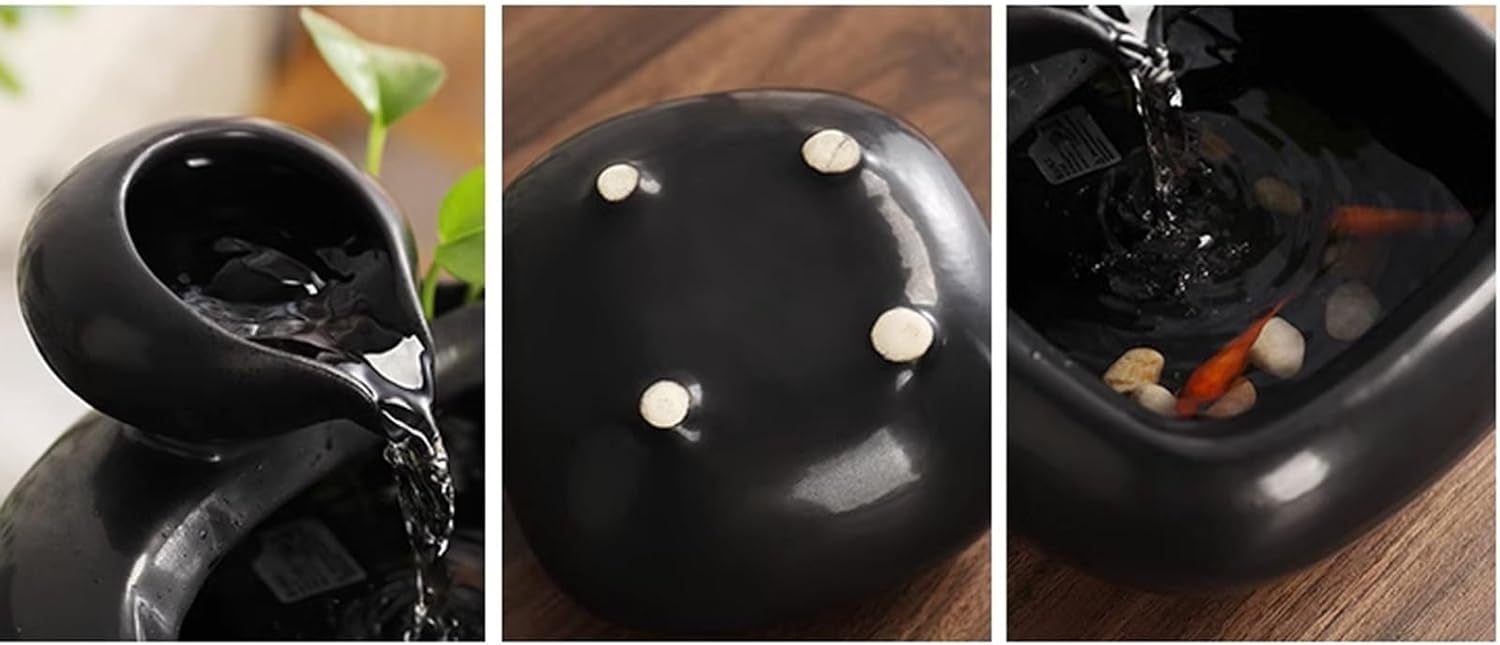 Fountain Tabletop Desktop Waterfall Fountain Ceramic Flowing Water Circulation Wealth Invitation Desktop Fountain Office Decoration Tea Table Fountain Small Decorati,Dolphin Waves