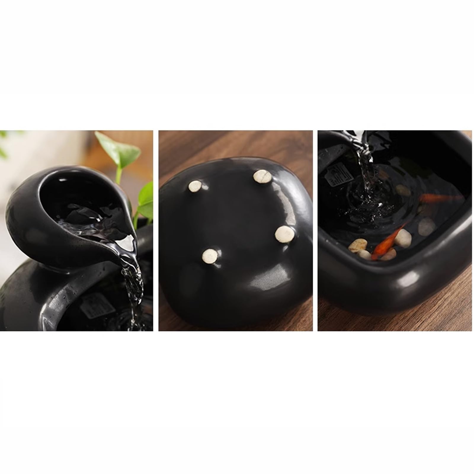 Fuente de sobremesa Fuente de Escritorio de cerámica for circulación de Agua, invitación de Riqueza, decoración de Oficina, Mesa de té, pequeña decoración Cascada de Interior(Blanco)
