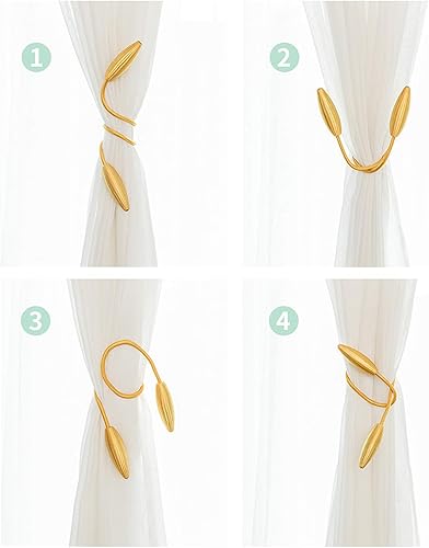 Miniatura 4 de Paquete de 4 sujetadores de cortina plateados decorativos para ventana, alzapaños para cortinas con modelado aleatorio (plateado)