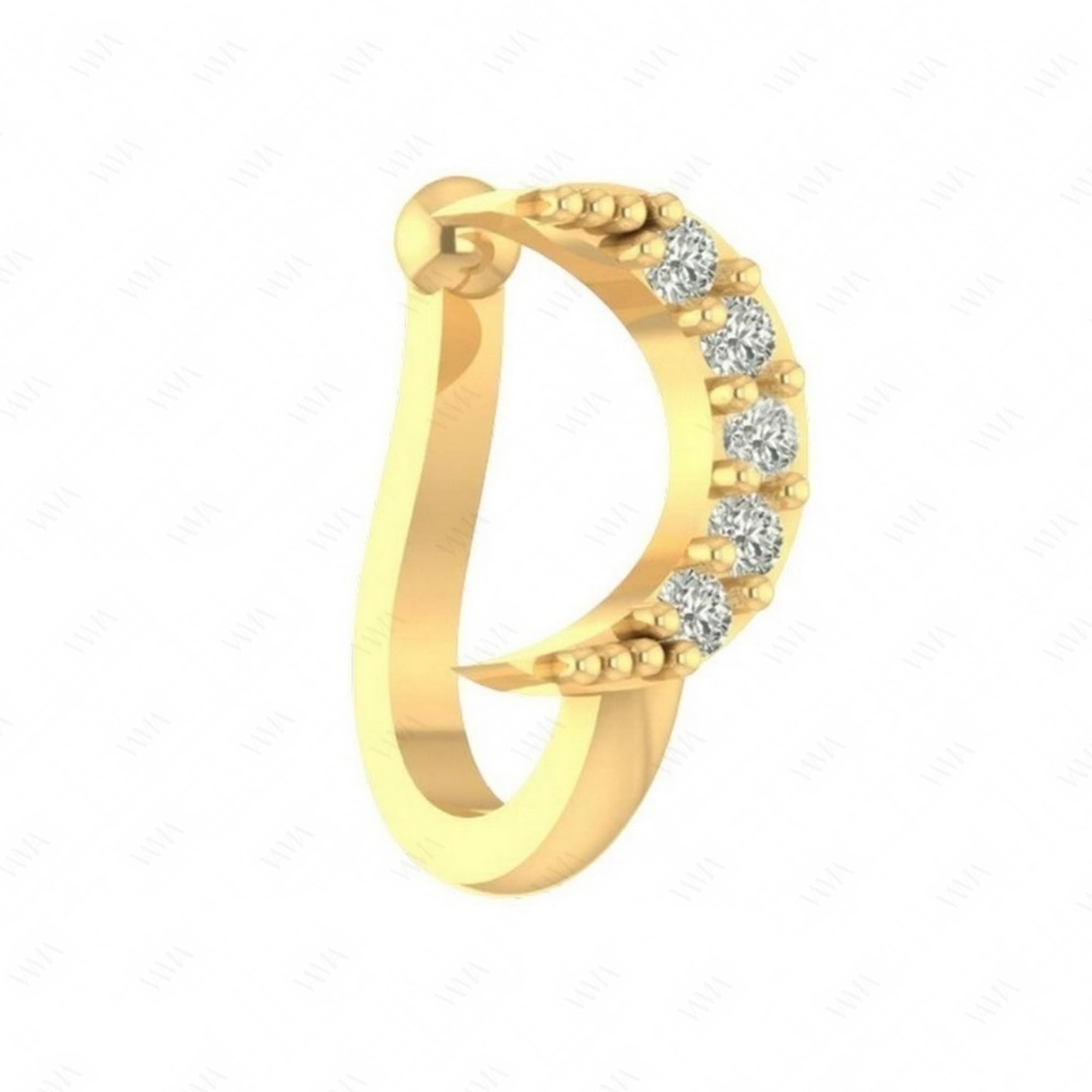 VAMA FASHIONS Trendy Gold Plated Moon Design White Stones Non Piercing Nose pin Clip on Without Hole Pressing Type Nose Ring Stud for Women & Girls (B0DD6X64VR) Amazon Price History, Amazon Price Tracker
