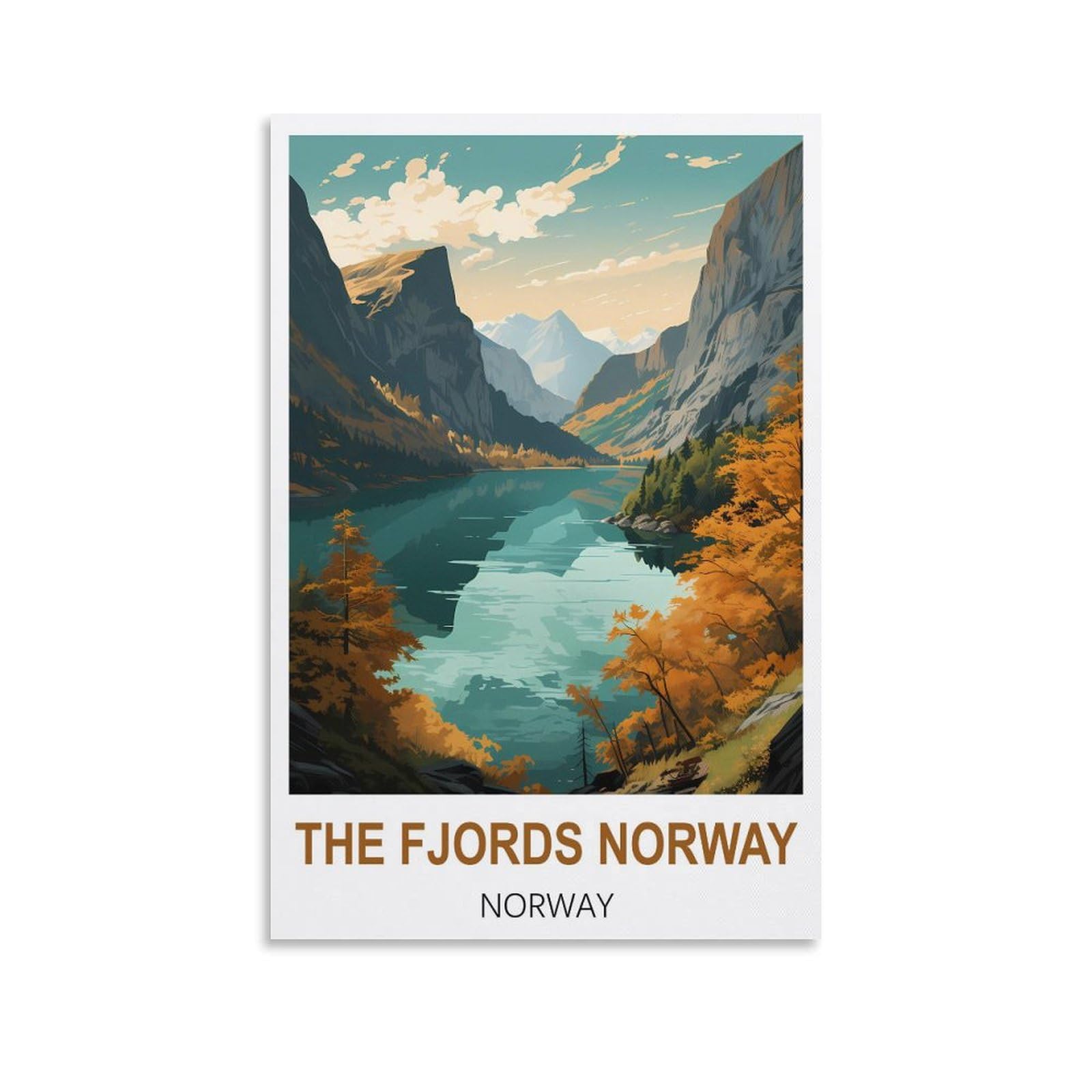 Retro Vintage Wall tin Plaque,Fjords Norway Norways Art Plaque Poster Wall Decor for Home Tool Room Bar Club Restaurant Cafe 15x30cm