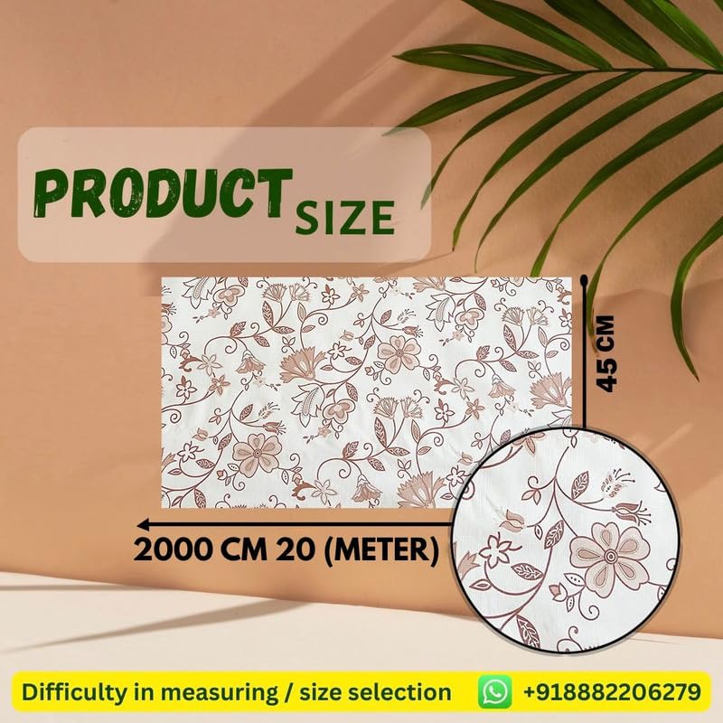 Image of Anti-Slip Kitchen Shelf Liner - 20 Meter Roll, Waterproof Multipurpose Mat for Fridge, Cabinet, Drawer, Trolley & Bathroom - Easy to Cut Floral Blue Print (Gold)
