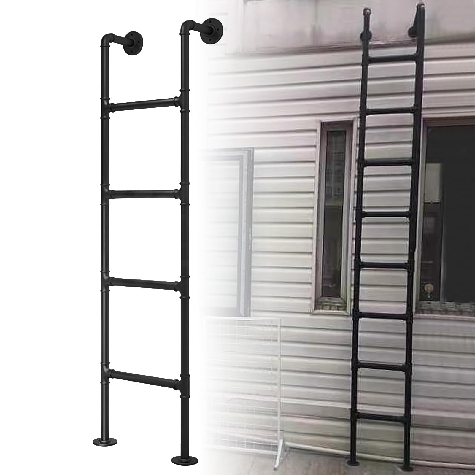 Escalera de Salida de Emergencia de 5 a 10 peldaños para Pozo de Ventana de sótano, Capacidad de Carga de 400 Libras, escaleras de Escalada de Emergencia contra Incendios, escaleras de pelda