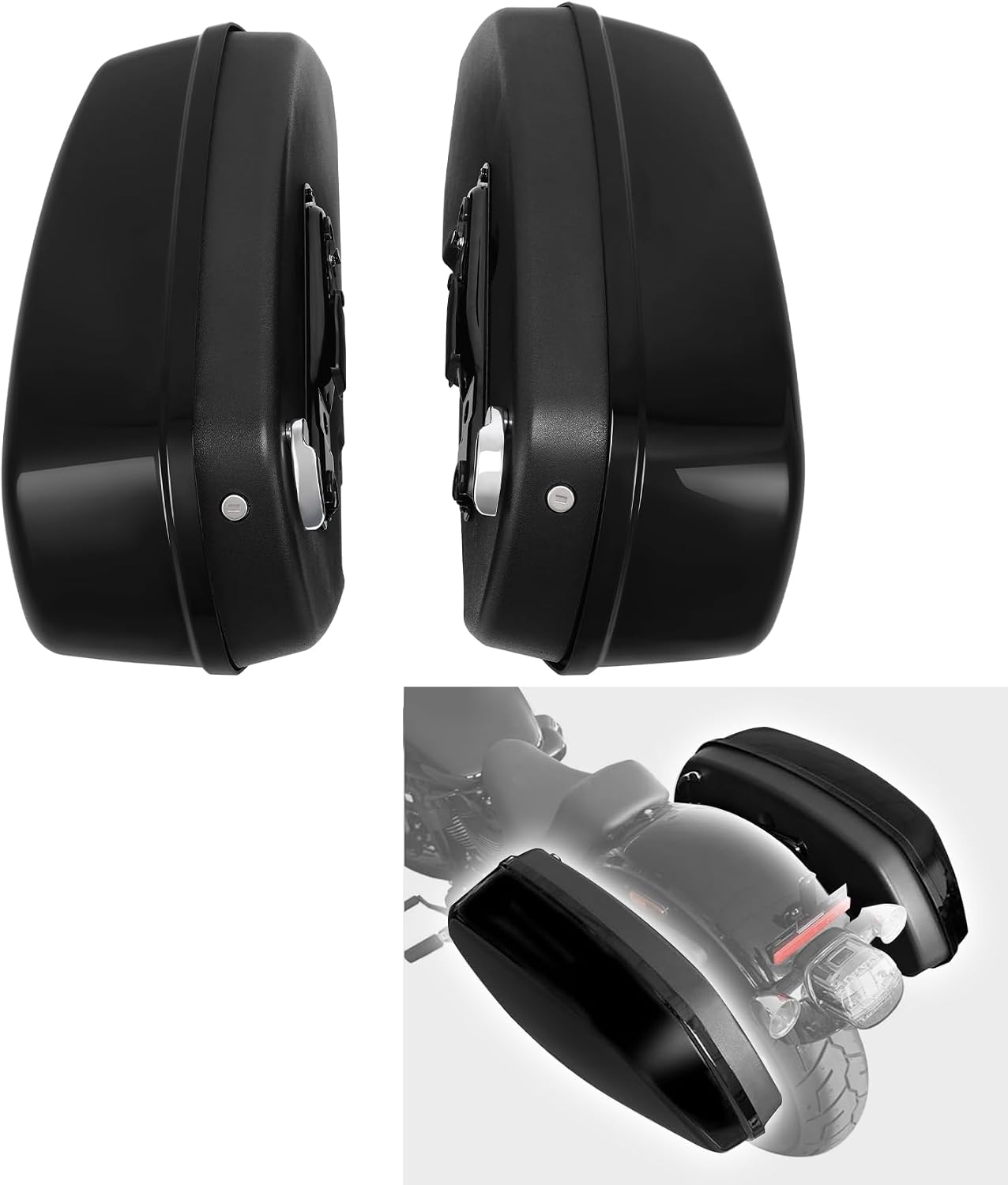 Green-L Gloss Black Saddlebags Hard Saddle Bags Fit for Harley Softail Fat Boy Breakout 2018-2025
