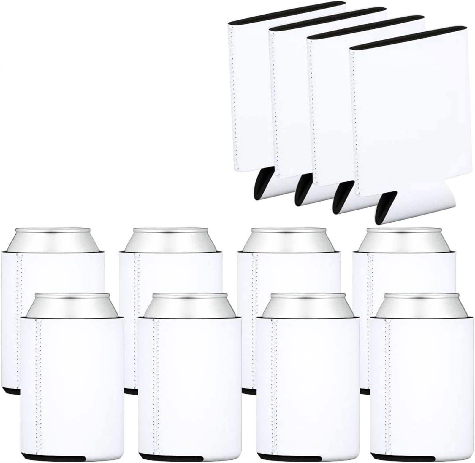 THE WHITE SHOP12PCS Blank Beer Can Coolers, Plain Bulk Collapsible Foam Soda Cover Coolies, Personalized Sublimation Sleeves for Weddings, Bachelorette Parties (Color : White)
