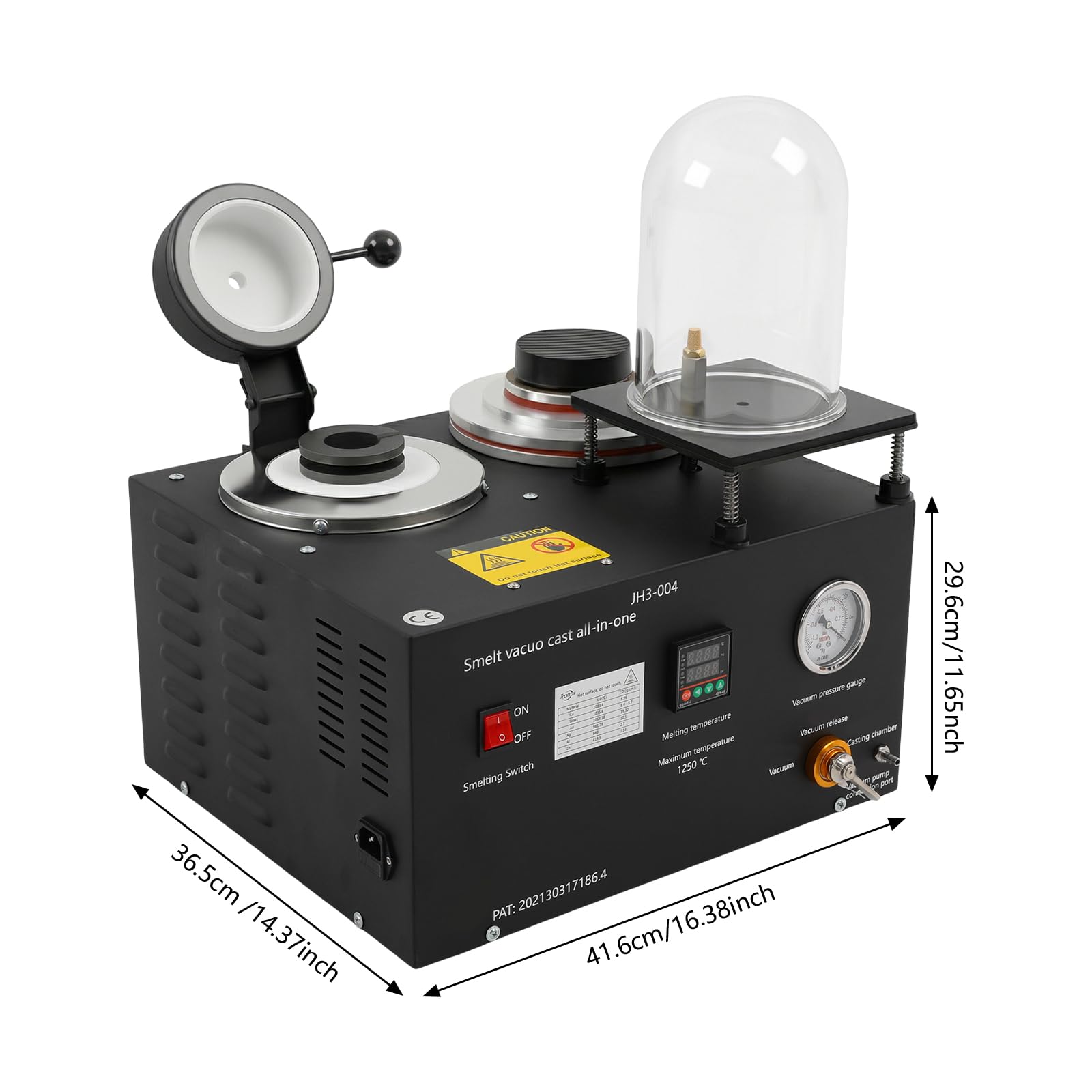 Schmelzofen 2kg, Elektrischer Goldschmelzofen 1500W 220V EU, Vakuumguss- und Schmelzmaschine mit digitaler Anzeige, Hochtemperatur Gusswerkzeug für Edelmetall und Schmuckherstellung