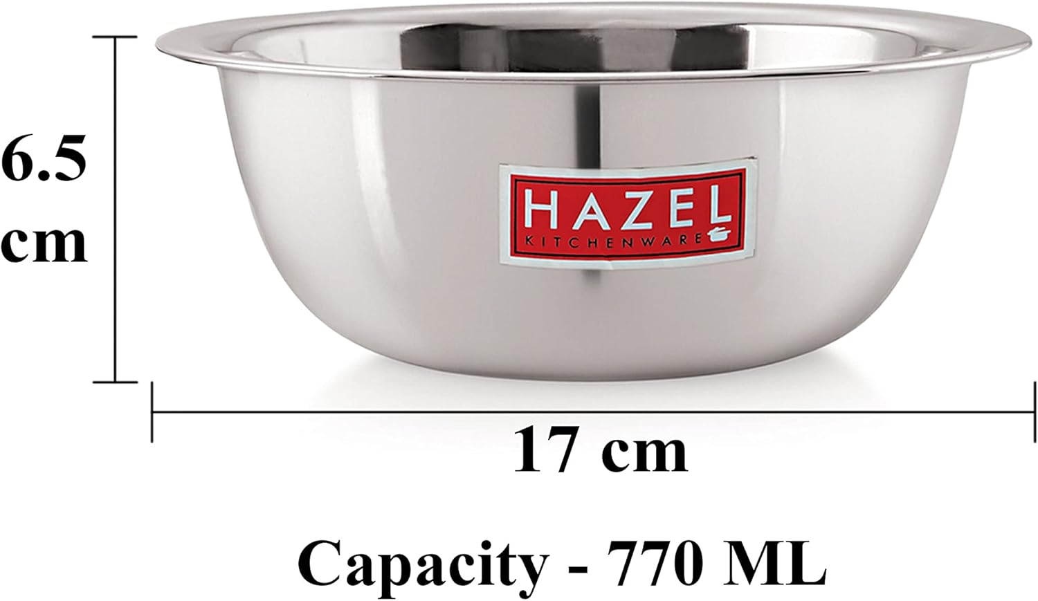 HAZEL Stainless Steel Serving Bow | Snacks Serving and Mixing Bowl Set | Kitchen Accessories Items, 770 ML