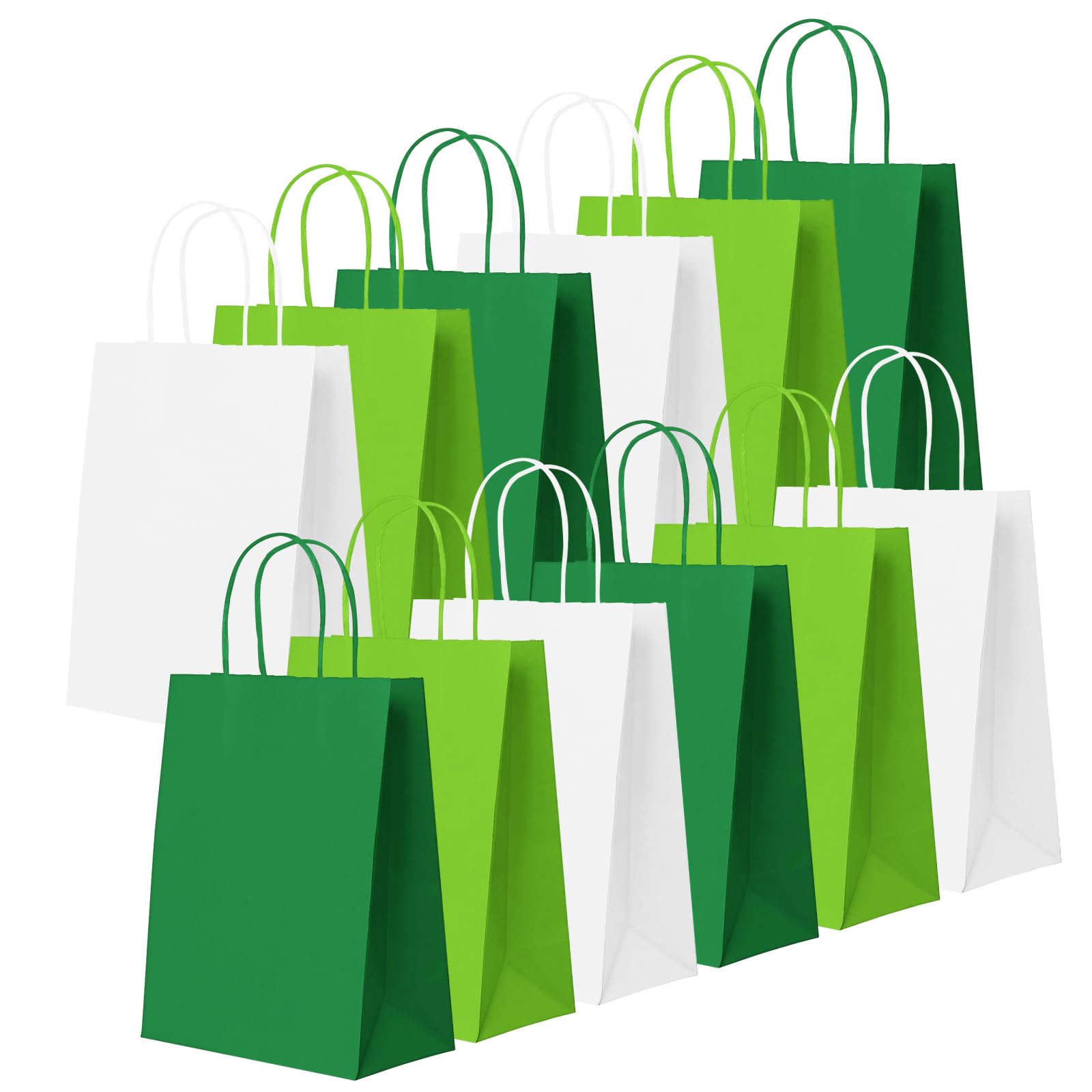 30 Pcs Party Bags, Green Gift Bags with Handles, Flat Bottom Paper Party Bags Thick Party Gift Bags for Kids and Adults Parties, Birthdays, Weddings, Baby Showers, Hen Parties and Sweets 15x21x8cm