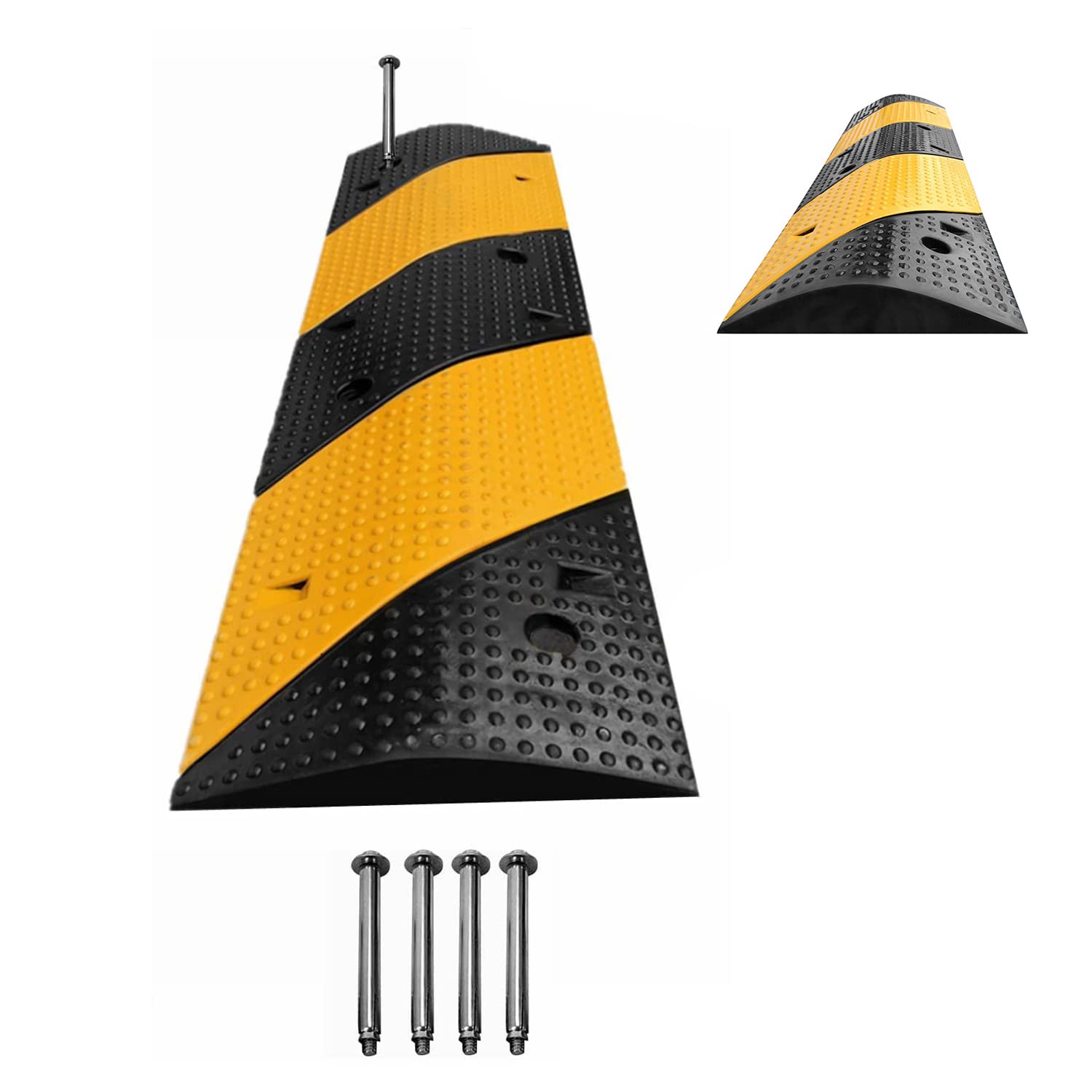 Nisorpa Bump de vitesse en caoutchouc robuste de 101,6 cm - Capacité de charge de 6 803,9 kg - Résistant à l'usure - Pour école, parking et entrée - 100 x 30 x 4 cm - Jaune et noir