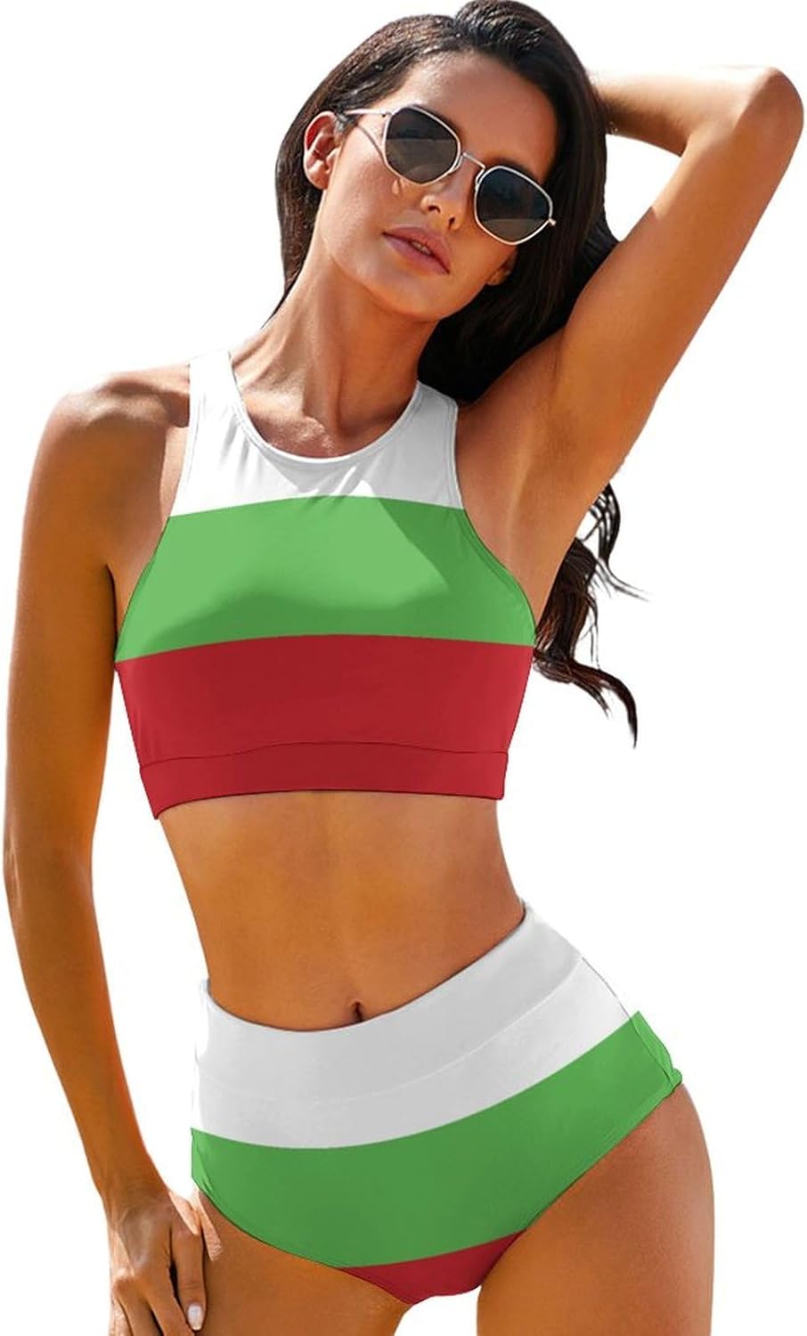 Women's 2 Piece Swimsuit Haiti Flag Adjustable Strap Swimwear Summer Beach Bathing Suits for Womens