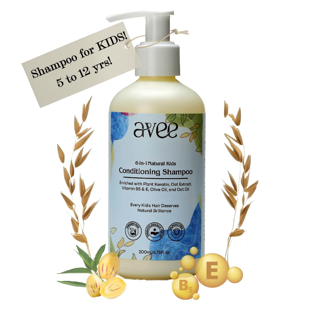 Kids Shampoo | Silky & Shiny Hair, Easy Detangling | Reduces Itchy Scalp & Hair Fall | Plant Keratin, Oat Extract | Paraben & Sulfate-Free (Pack of 1)