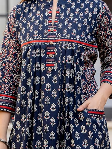Image of Amayra Women's Pure Cotton Printed A-Line Kurta Set with Palazzo Pants & Dupatta- Ethnic Wear