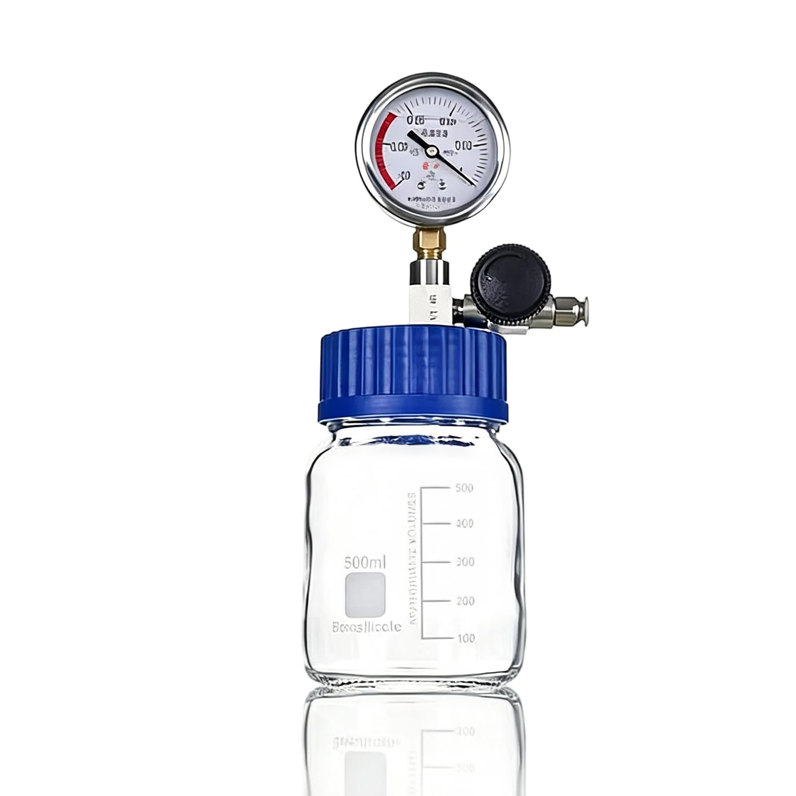 DOJBK 250/500/1000ml Laboratory Degassing Chamber, Glass Vacuum Chamberwith Stainless Steel Vacuum Gauge, Good Sealing, For Degassing Resin, Silicone And Epoxies 500ML