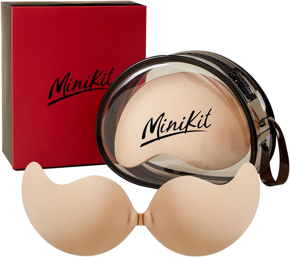 Minikit Adhesive V-Bra, Invisible Push up Sticky Bra Womenswear Wireless Bras for Women Skin Vneck straplessbra
