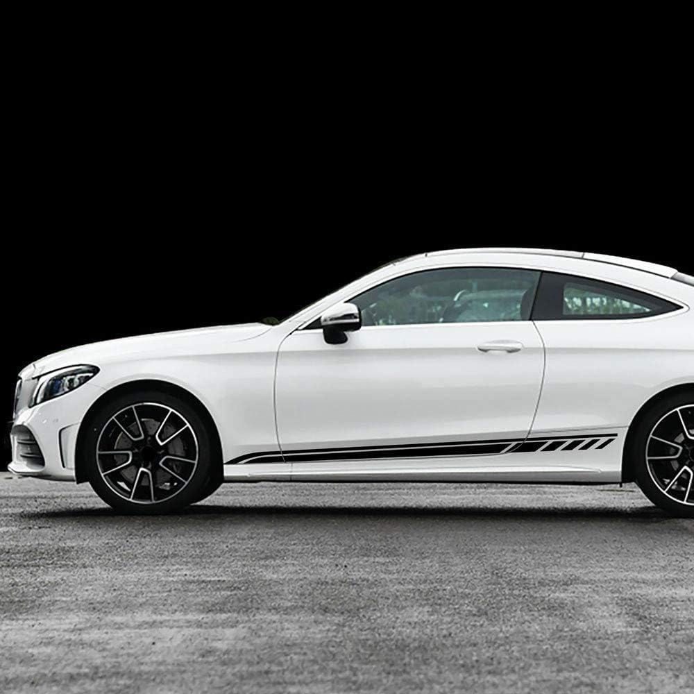 UNCLE LIAO Car Side Skirt For Mercedes Benz C Class Coupe 2019 W205 C180 C200 C260 C300 C43 C63 AMG Auto Car Door Sticker Side Step Skirt.,Black