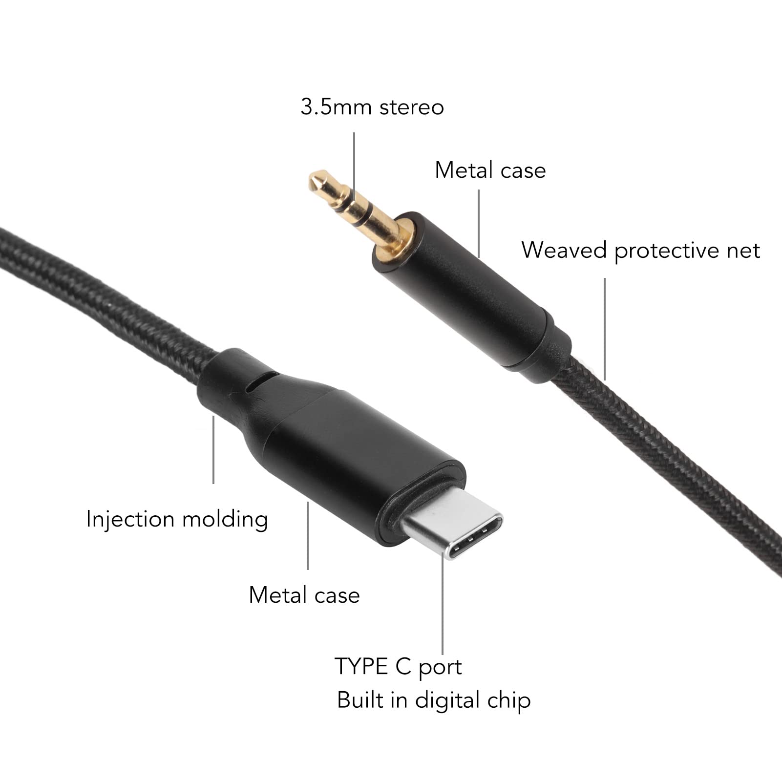 UGREEN DAC Adattatore da USB-C a 3,5 mm Tipo C 3,5 mm Adattatore jack maschio per cuffie Cavo stereo ausiliario per auto per telefono iPad  44