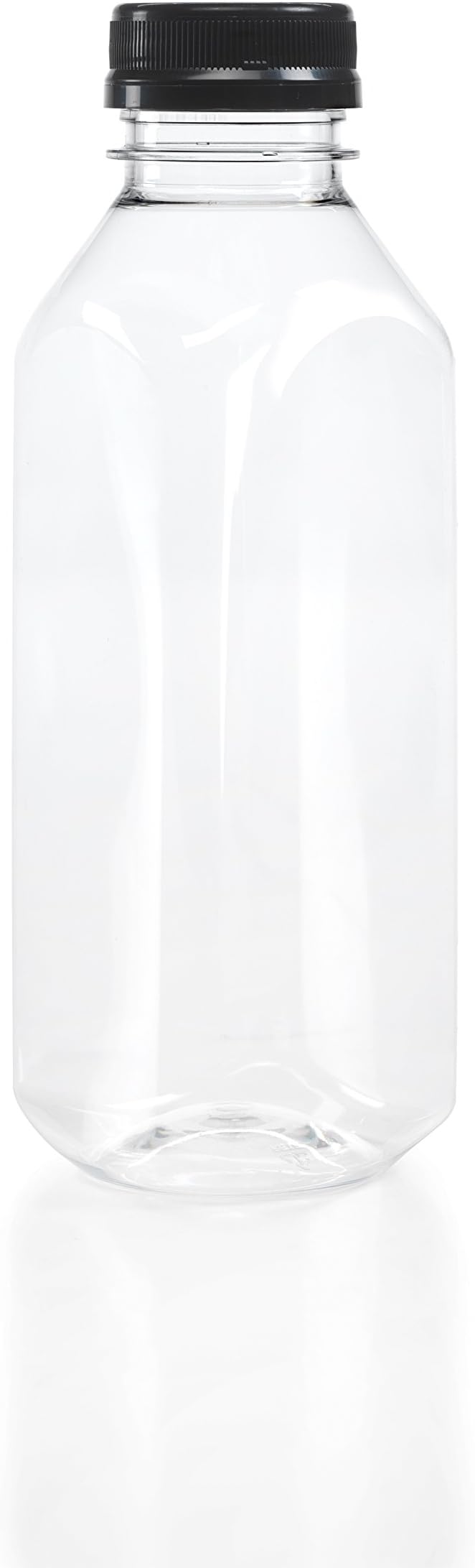 80 Count Clear Food Grade Plastic Juice Bottles, 16 Oz (Pint) with Lined Caps